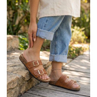 Sandalias Confort de Doble Hebilla con Diseño Calado para Mujer